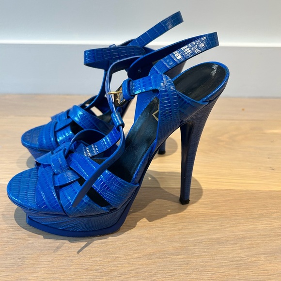 Yves Saint Laurent Tribute 75 | Blue Embossed Crocodile | Size 35 - Picture 5 of 8